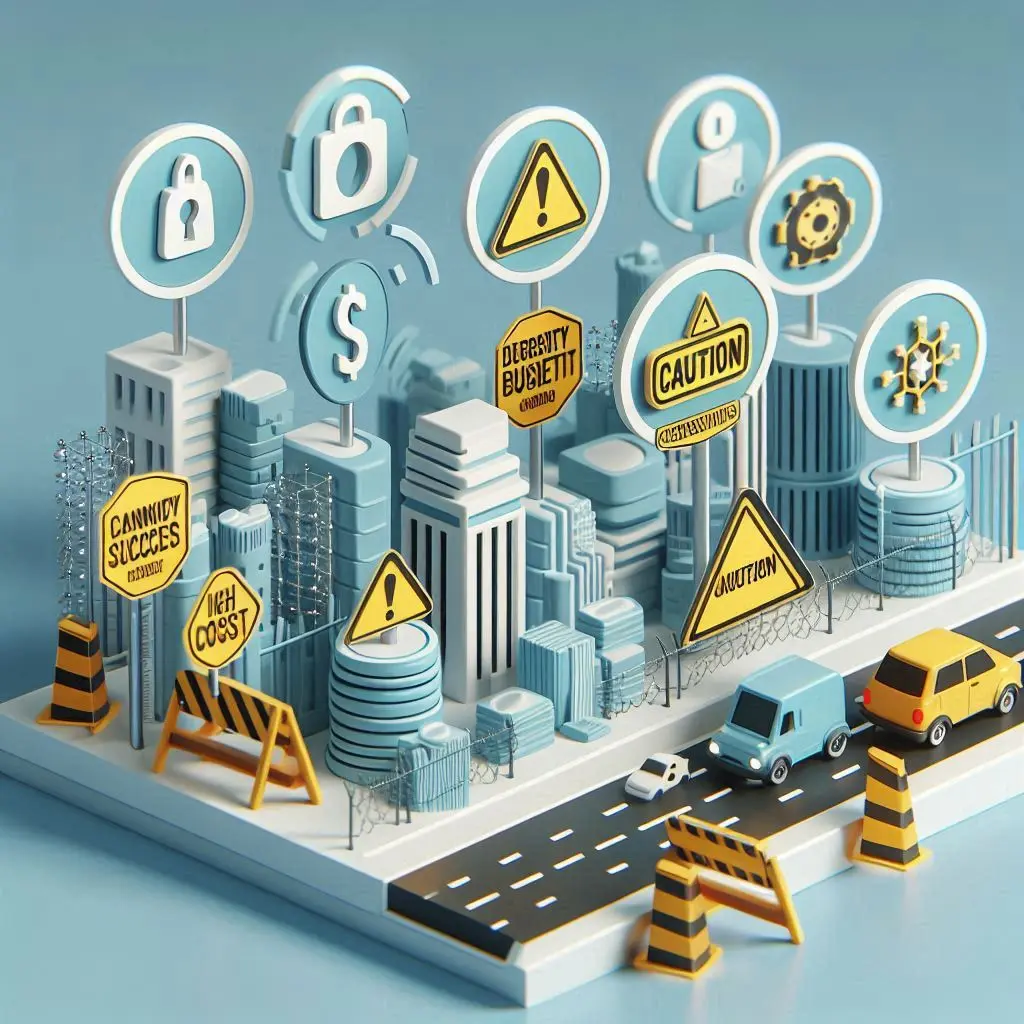 Icons illustrating challenges faced in smart building adoption.