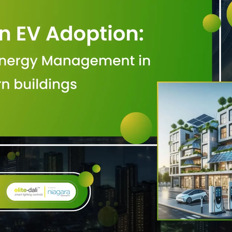 Modern cityscape with electric vehicles charging at stations in front of residential and commercial buildings, highlighting sustainable urban infrastructure and energy management.