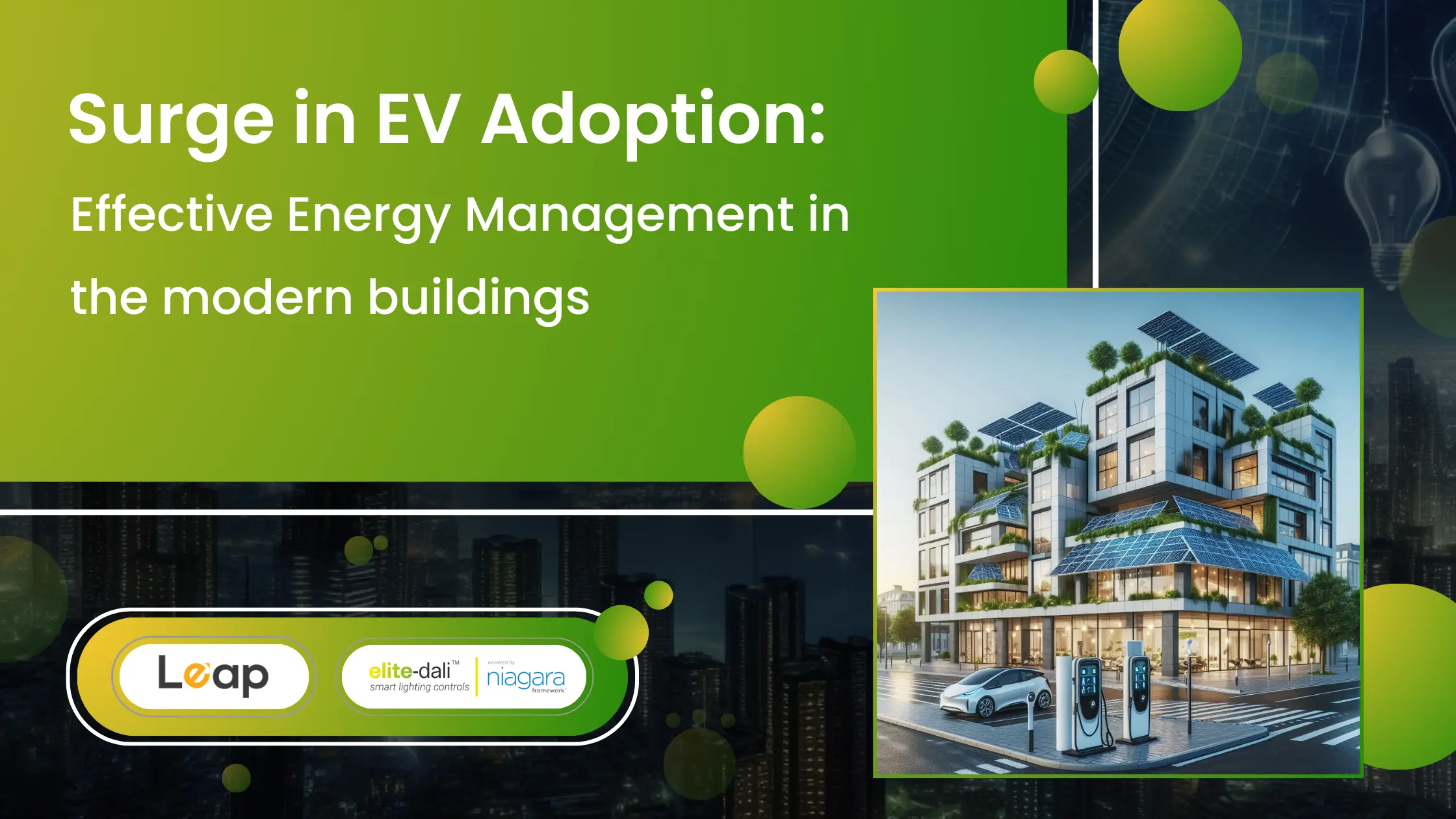 Modern cityscape with electric vehicles charging at stations in front of residential and commercial buildings, highlighting sustainable urban infrastructure and energy management.