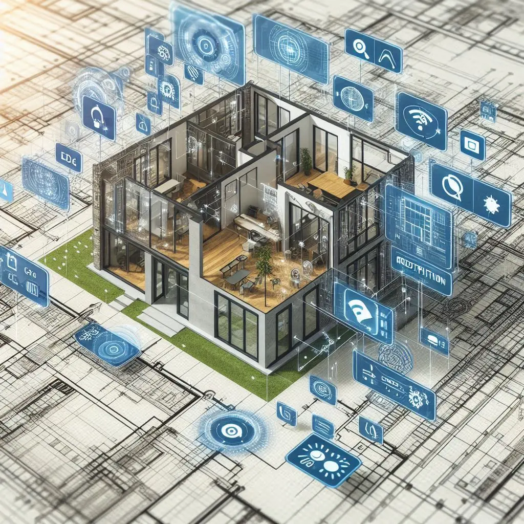 Blueprint showing new vs. retrofit scenarios for smart building implementation.